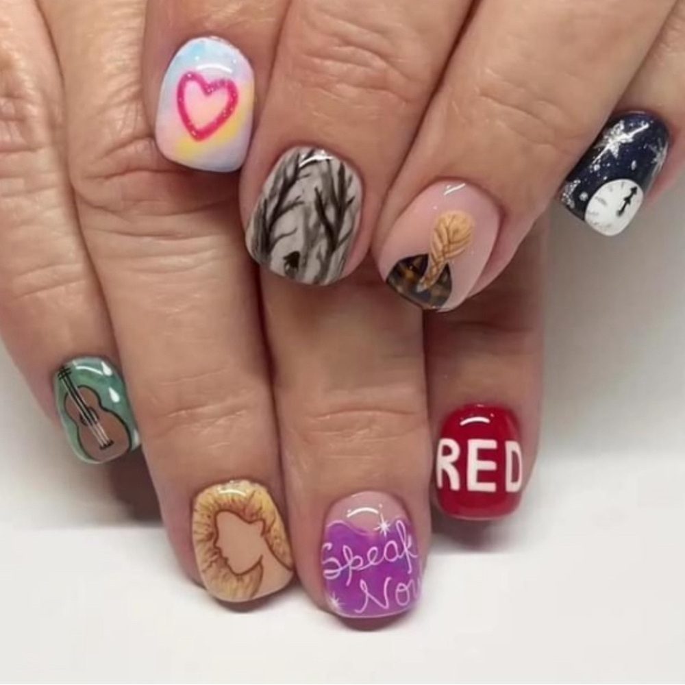 New! Taylor Swift Swiftie Press On Fake Nail Set Glue On Acrylic Eras To…